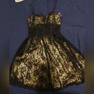 Aidan Mattox Gold and Black lace dress